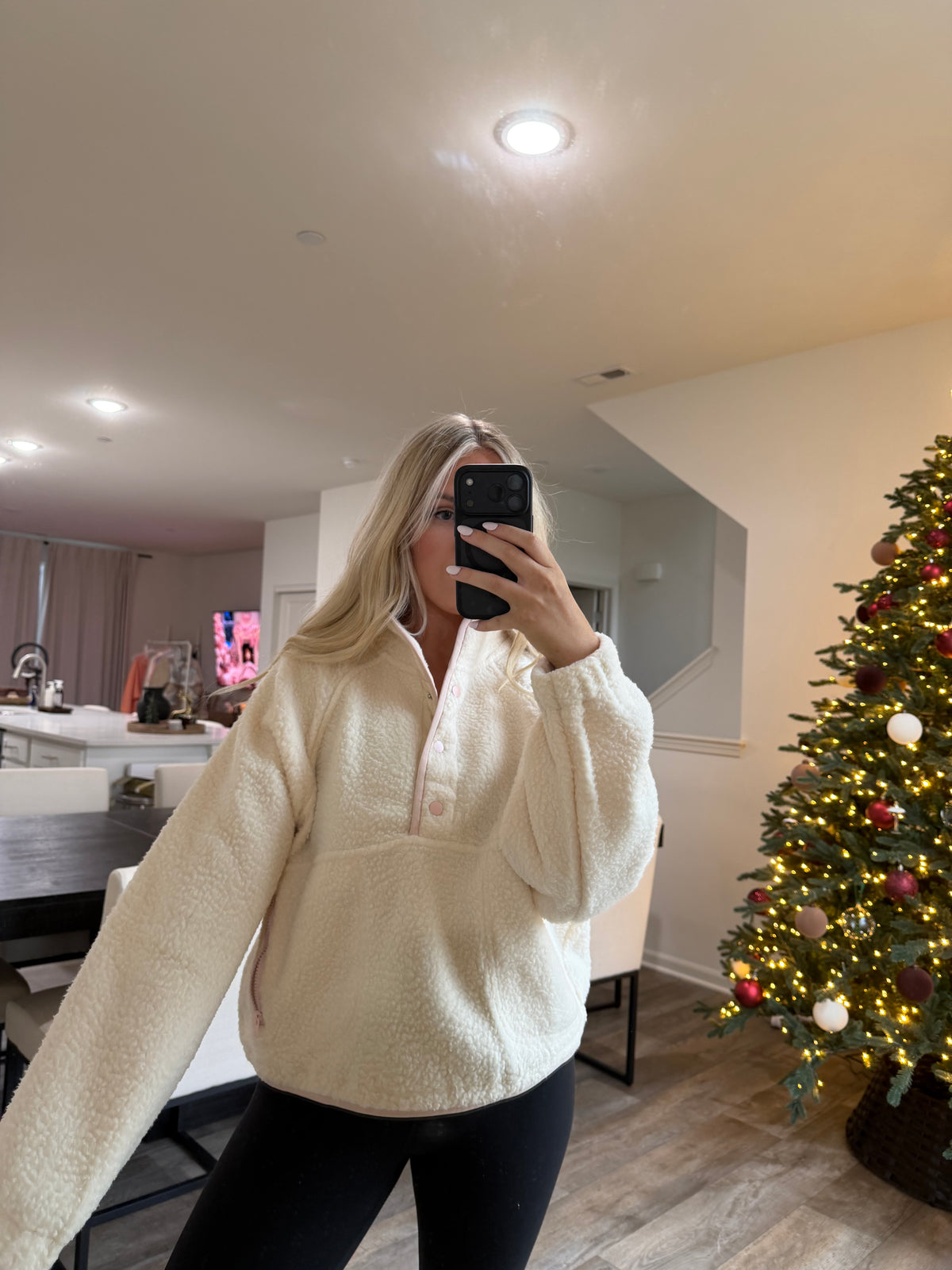 Halle fleece - Ivory/Pink
