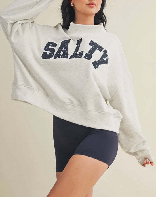 Pre order! 6/11 SALTY mockneck sweater - Gray stars