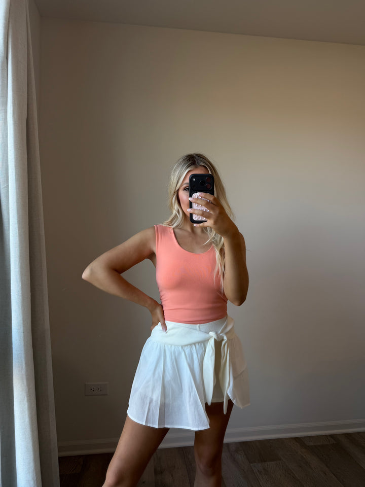 Cambrie Mini Wrap Skort - Off White