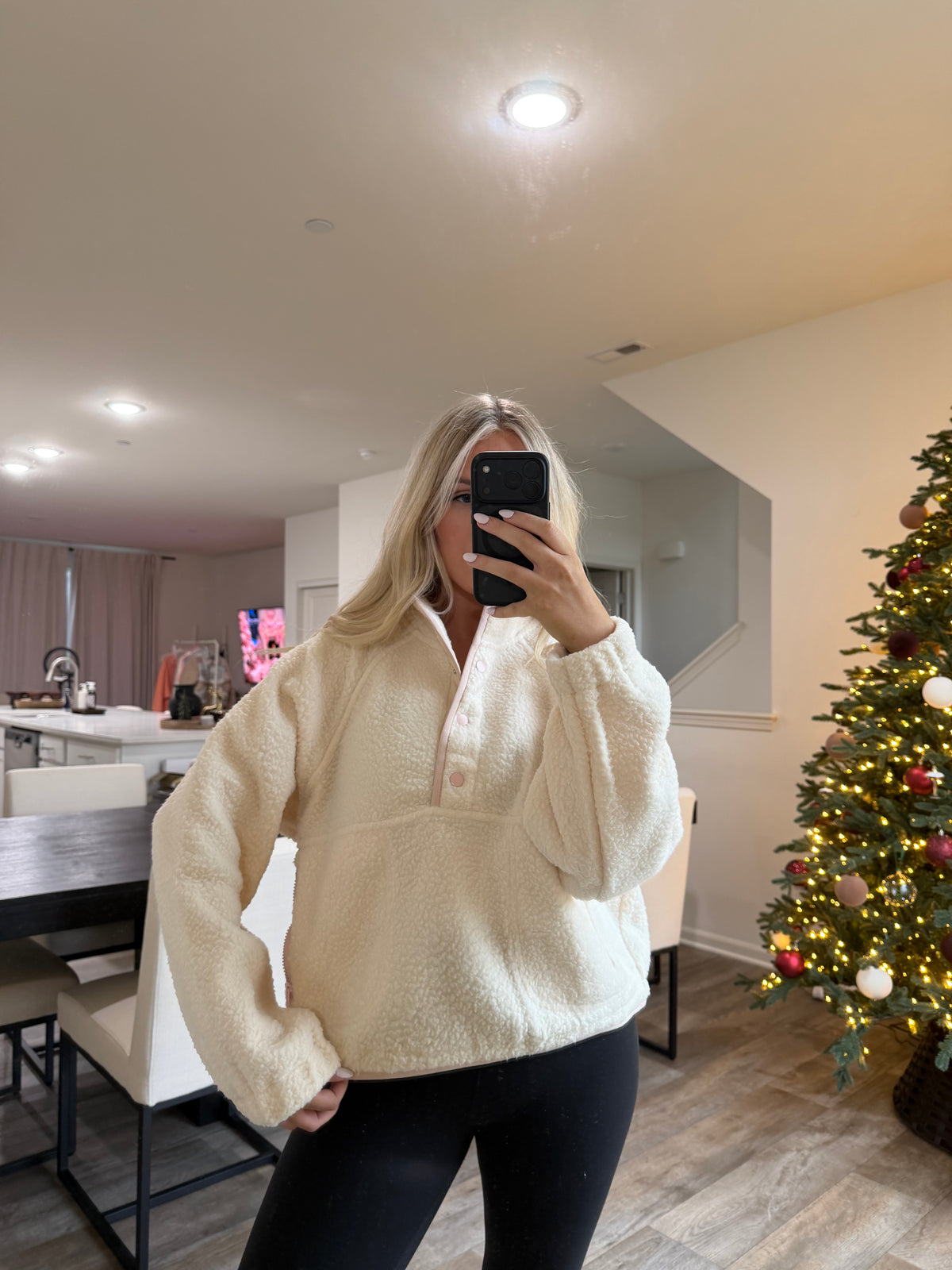 Halle fleece - Ivory/Pink