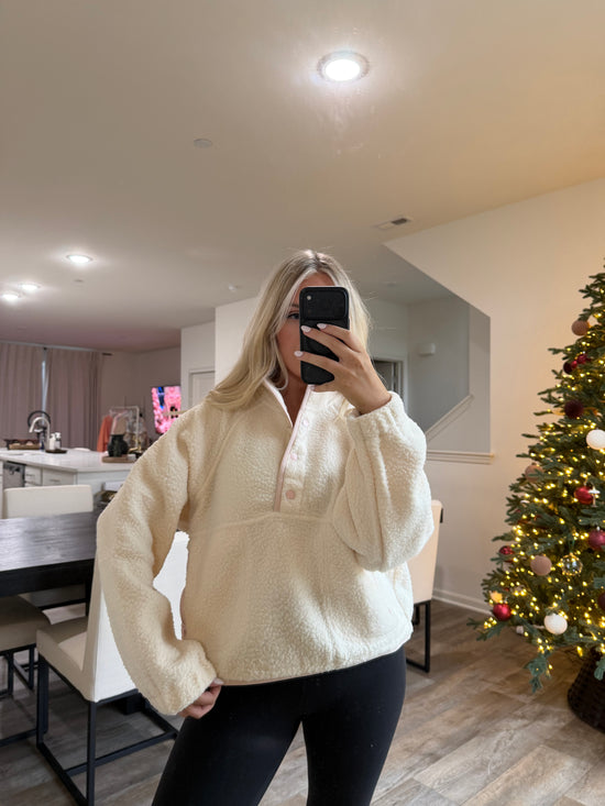 Halle fleece - Ivory/Pink