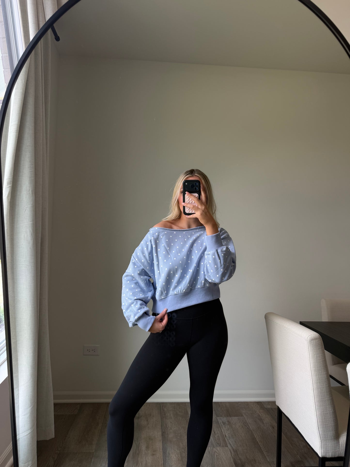 Skye Polka Dot Off Shoulder - Lt Blue