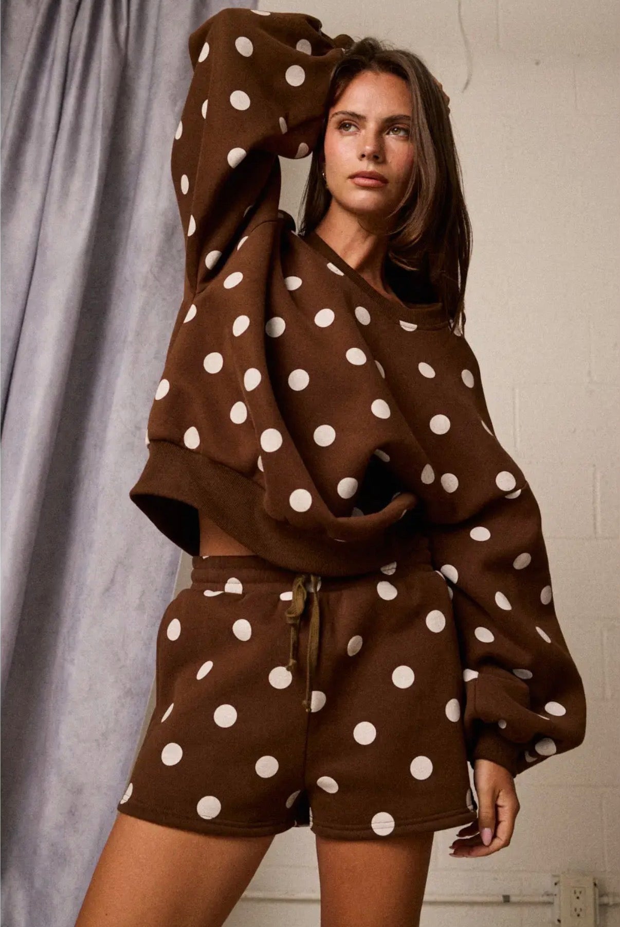 Rylee Polka Dot Matching Set - Brown