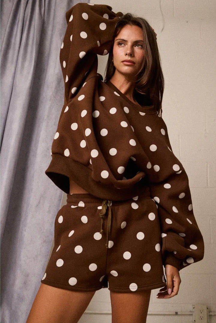 Rylee Polka Dot Matching Set - Brown