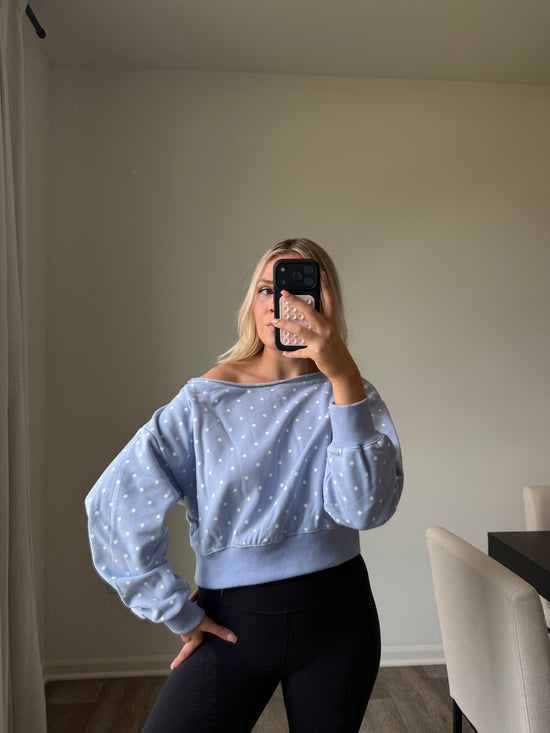 Skye Polka Dot Off Shoulder - Lt Blue