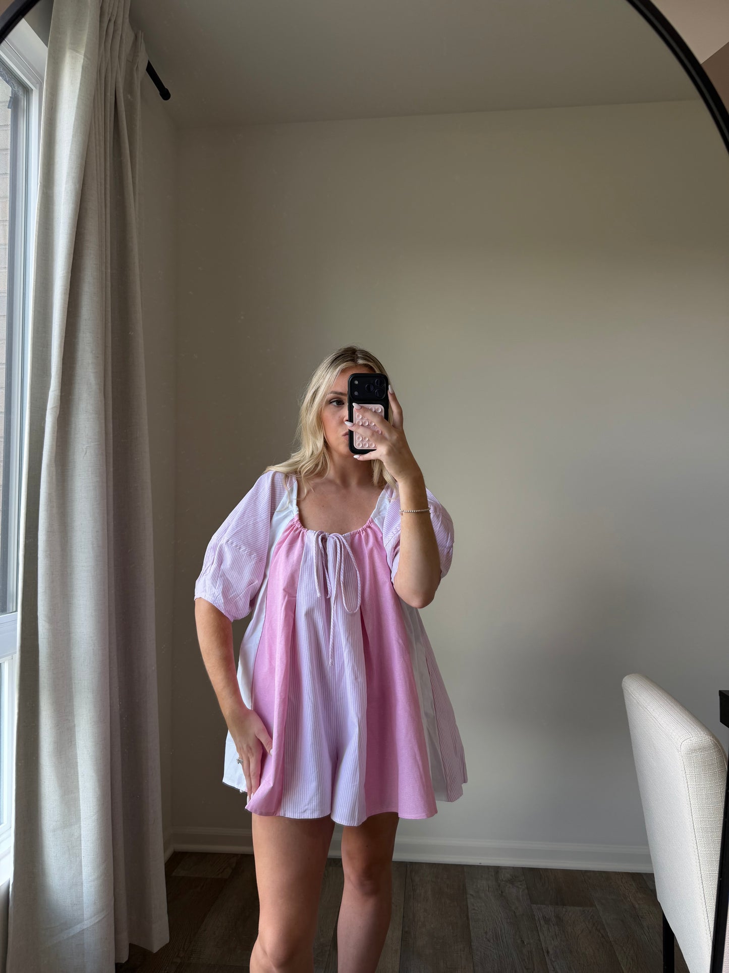 Gillian Striped Romper - Mixed Pinks
