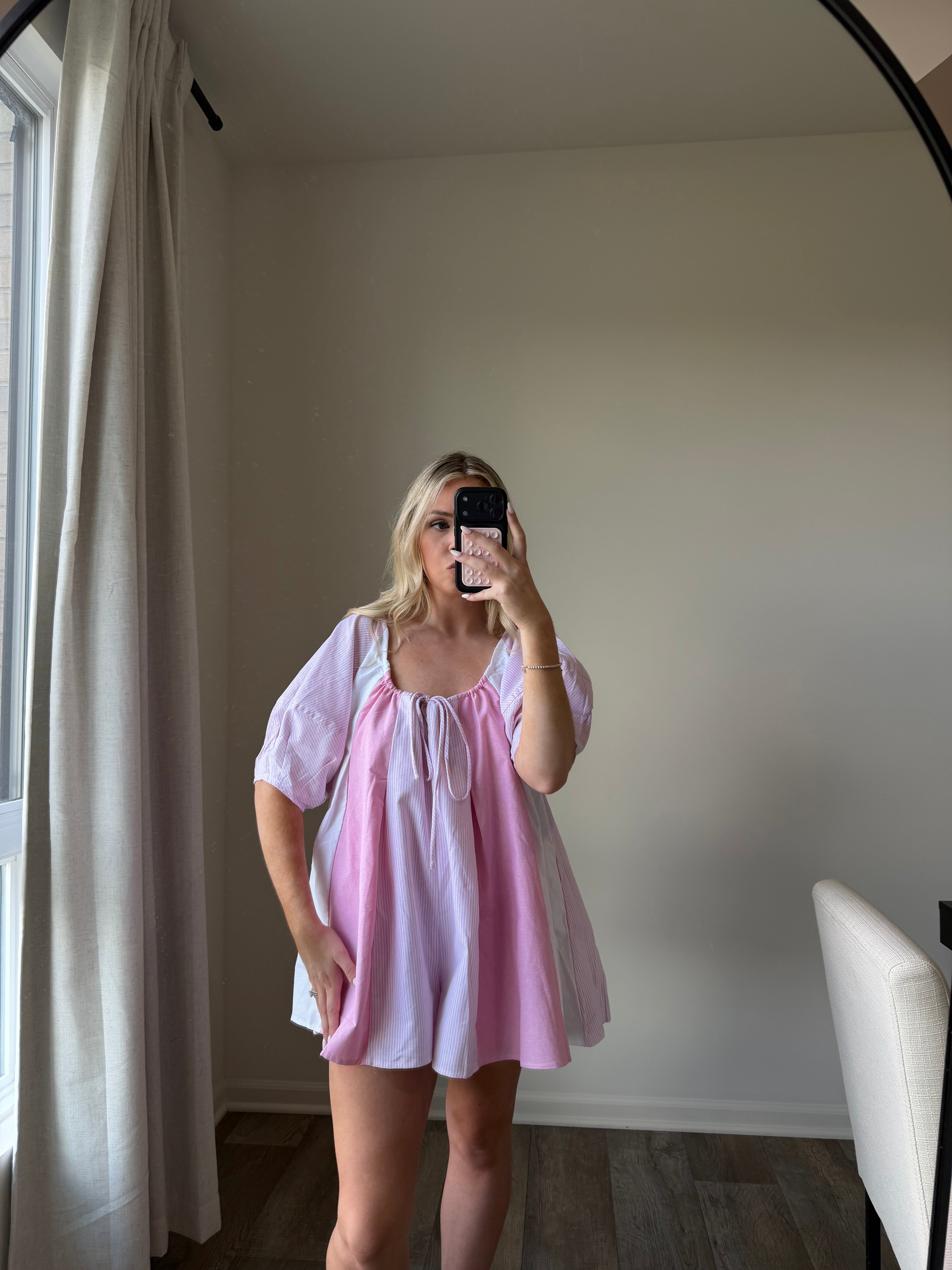 Gillian Striped Romper - Mixed Pinks
