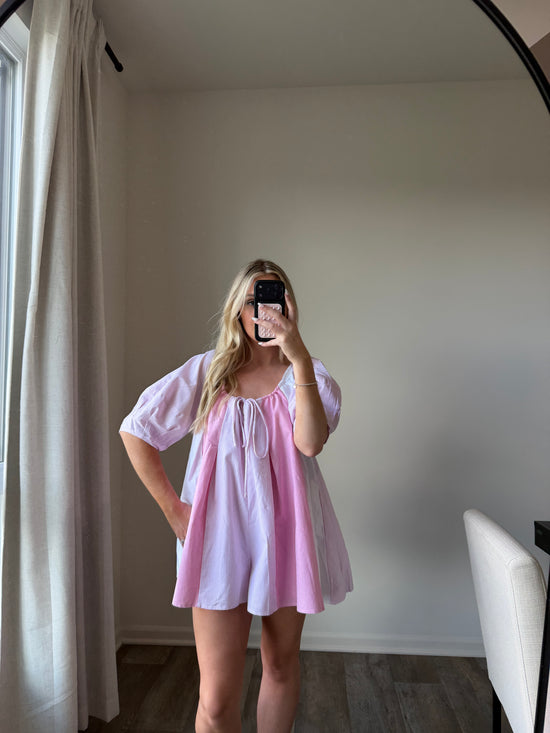Gillian Striped Romper - Mixed Pinks