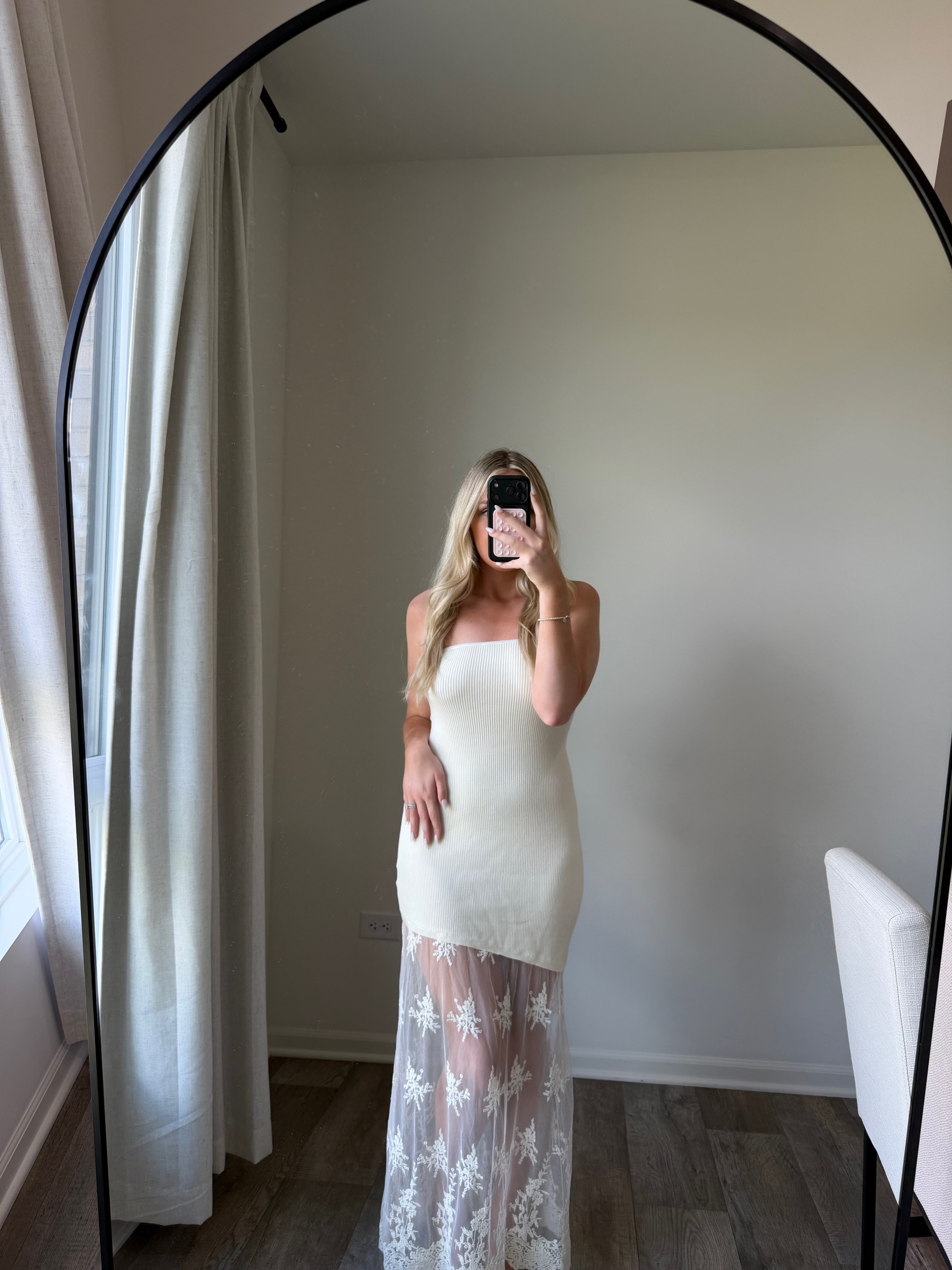 Rosie Lace Tube Dress - White/Cream