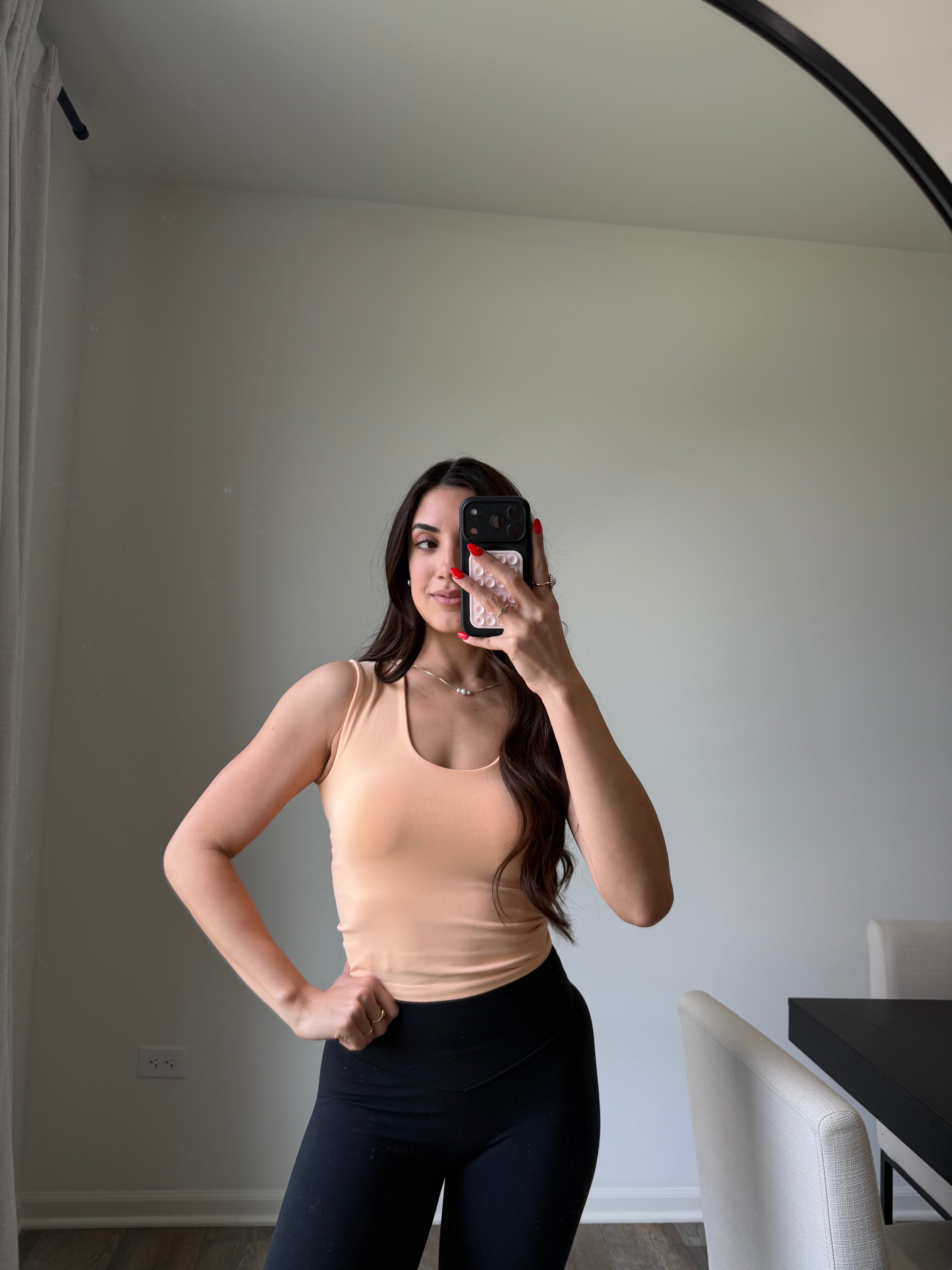 Aubrie Double Layered Tank - Soft Peach final sale*