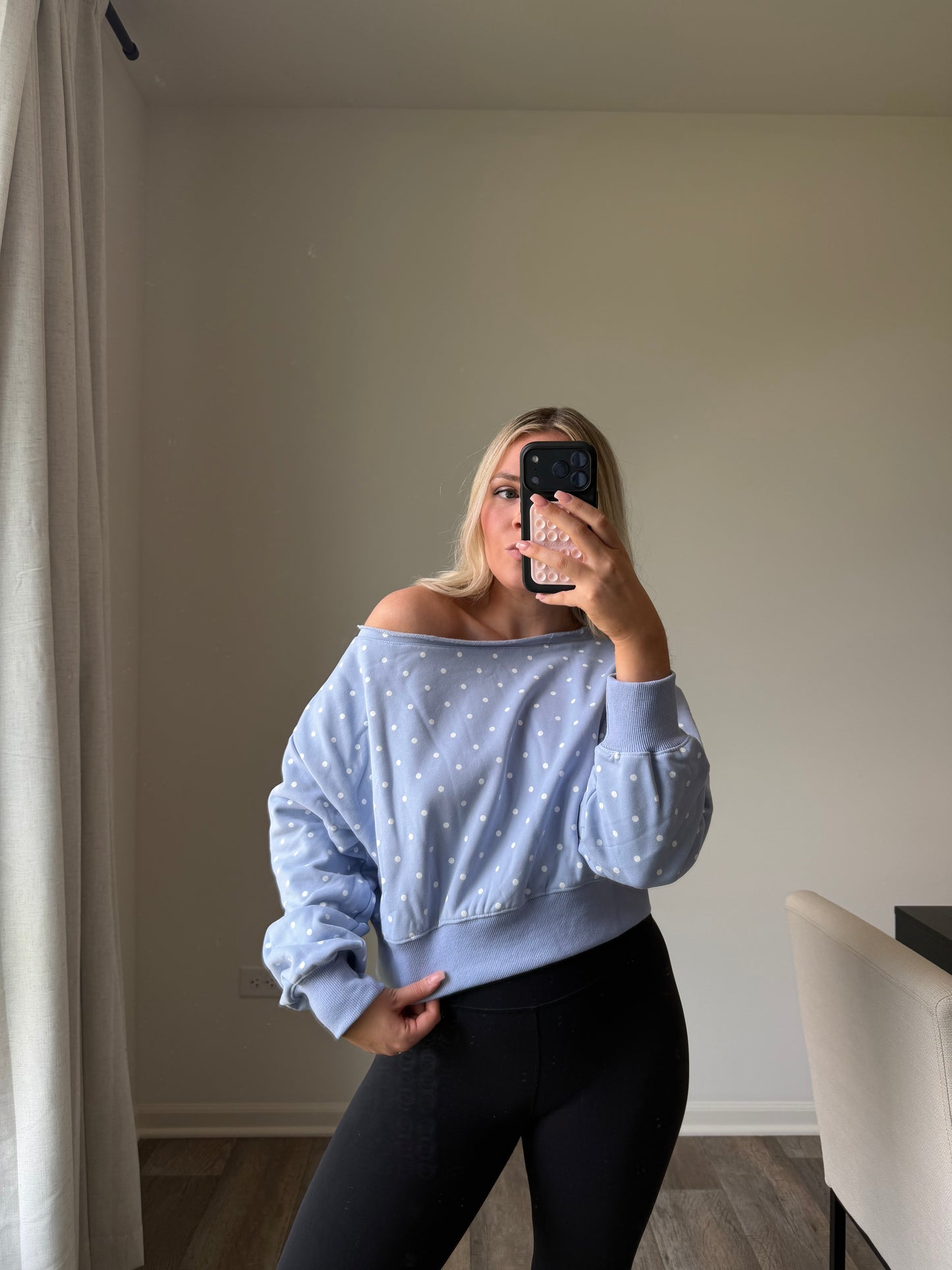Skye Polka Dot Off Shoulder - Lt Blue