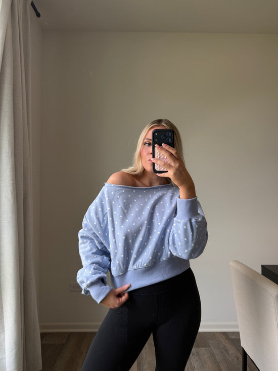 Skye Polka Dot Off Shoulder - Lt Blue