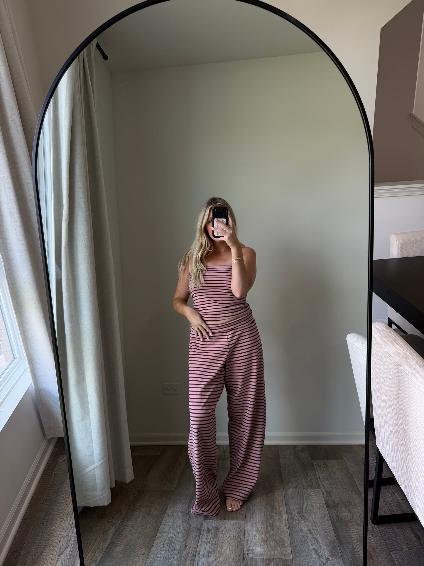 Ang Striped Matching Set - Mauve