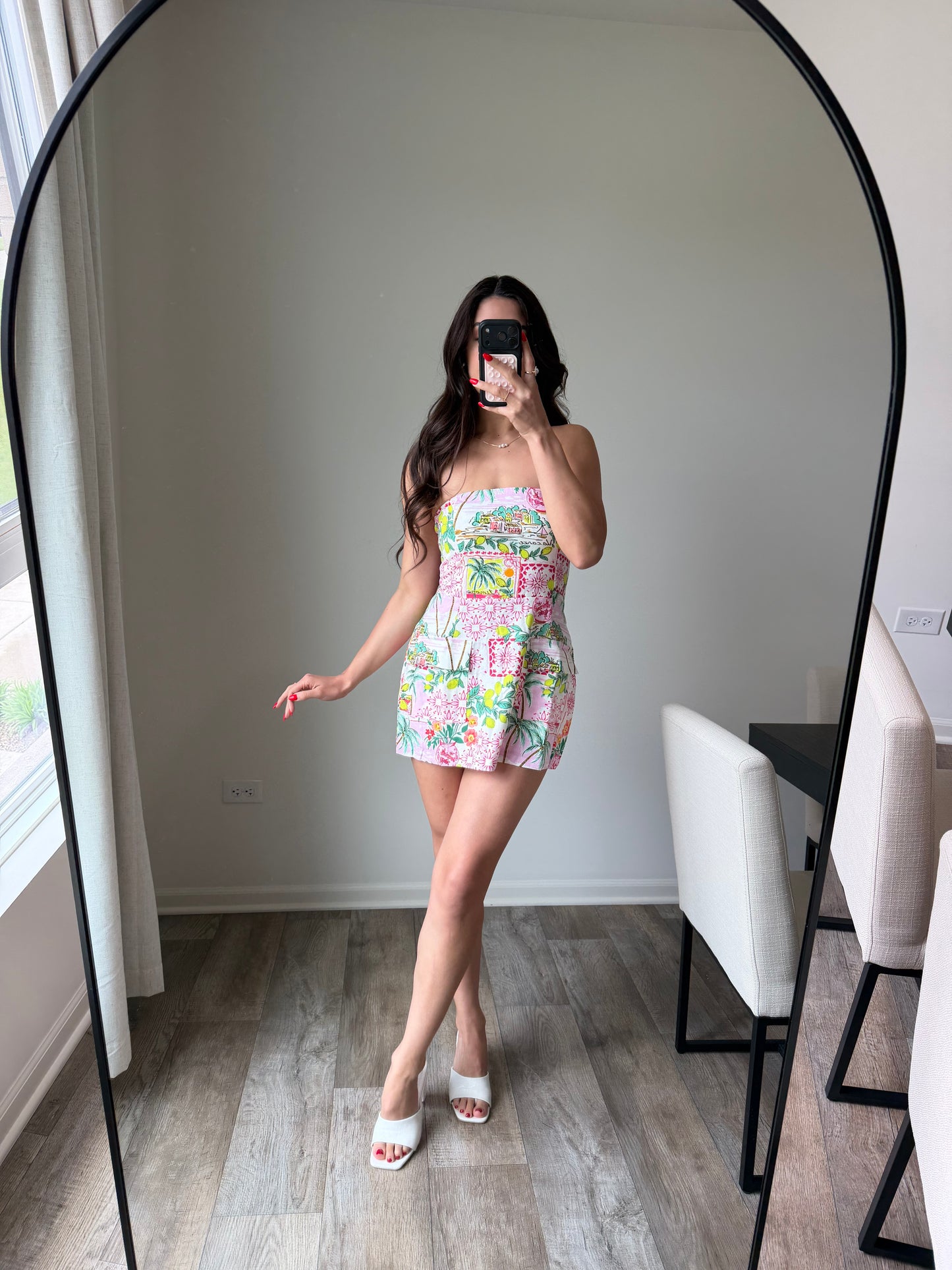 Lani Tropical Pocket Tube Mini Dress - Pink/Green