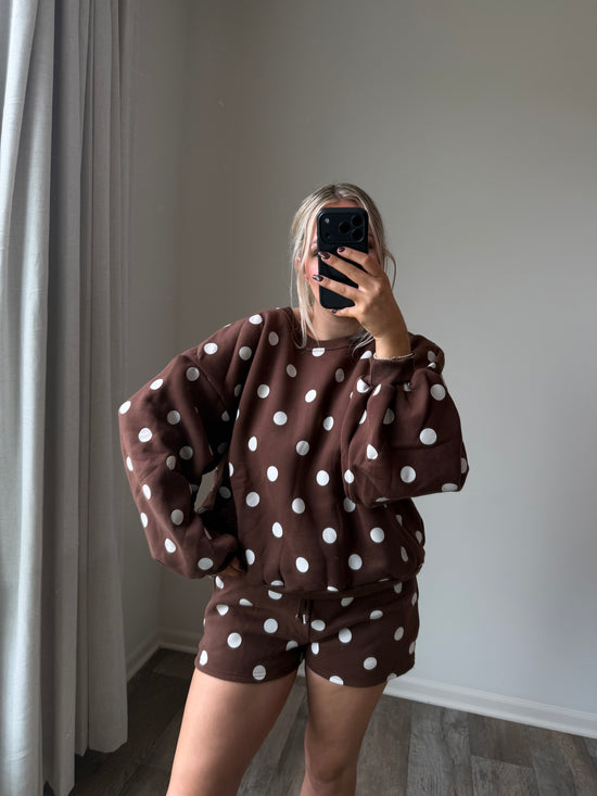 Rylee Polka Dot Matching Set - Brown