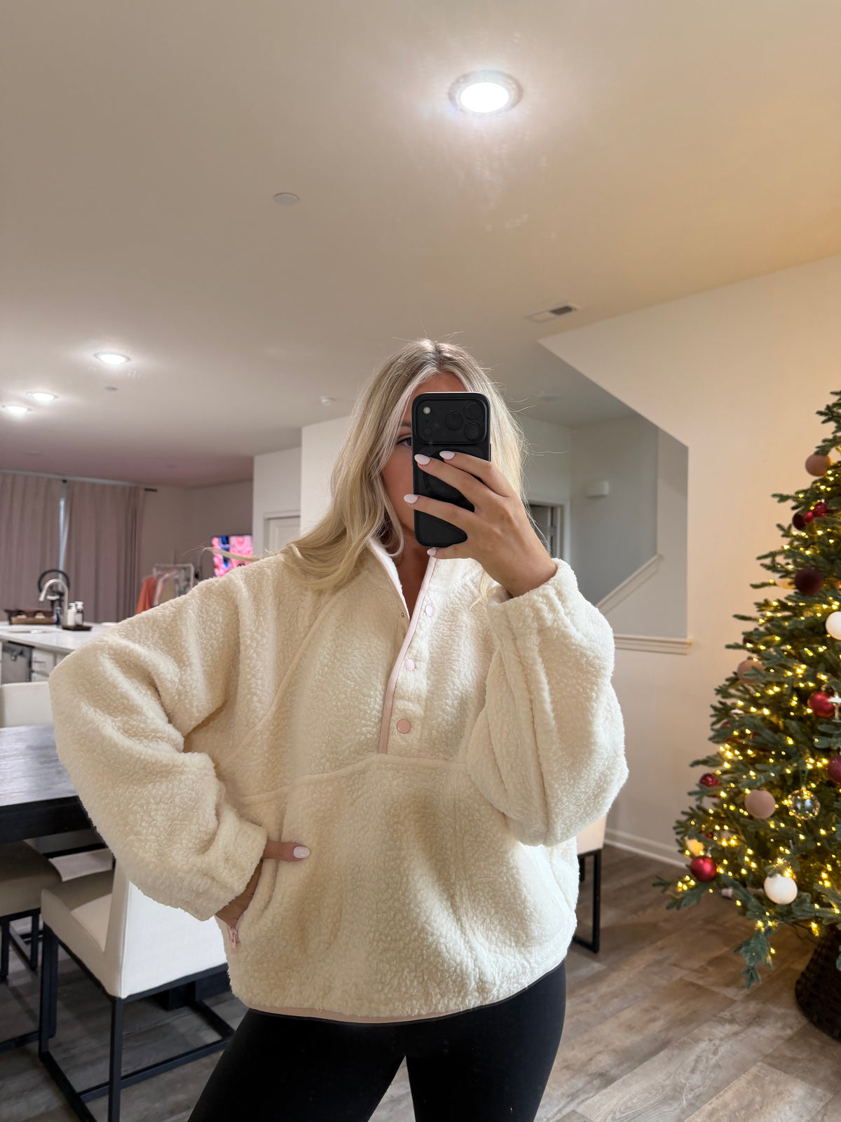 Halle fleece - Ivory/Pink