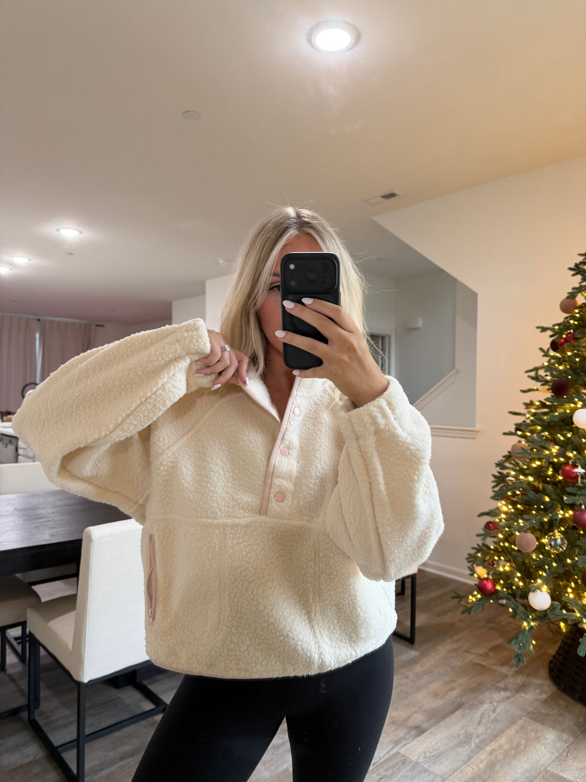 Halle fleece - Ivory/Pink