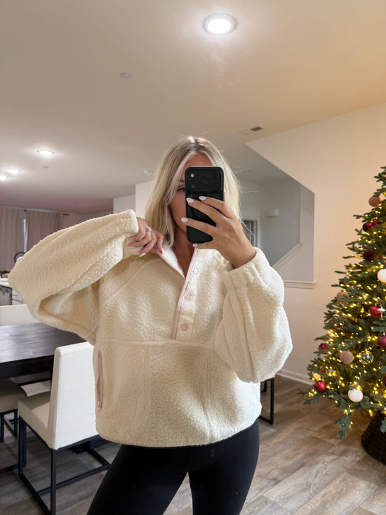 Halle fleece - Ivory/Pink