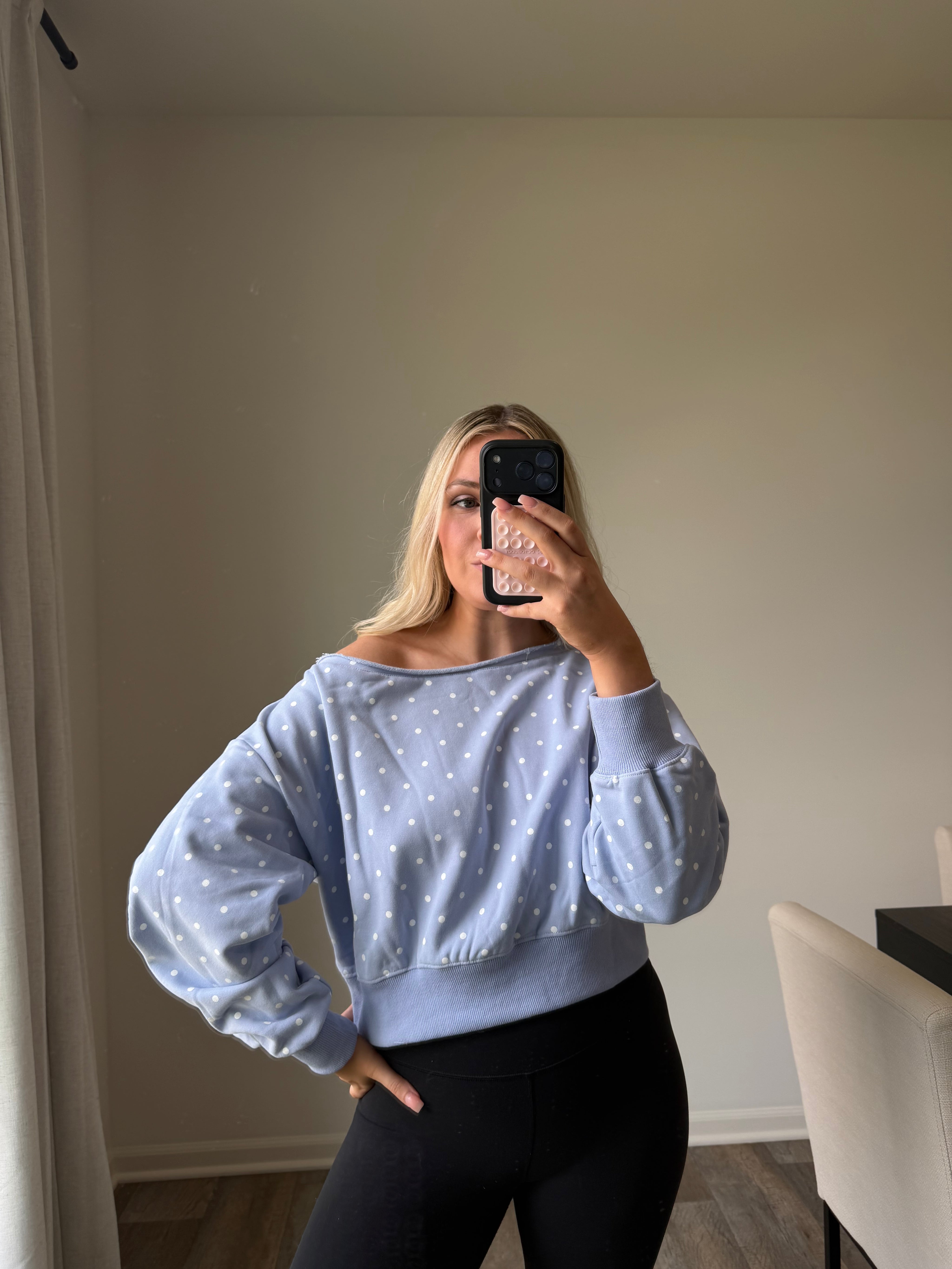 Skye Polka Dot Off Shoulder - Lt Blue