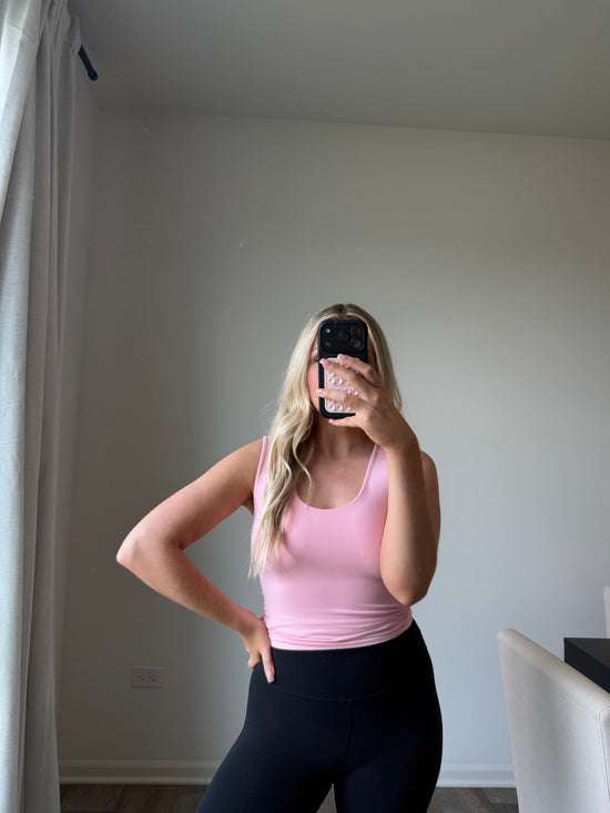 Aubrie Double Layered Tank - Lt pink final sale*