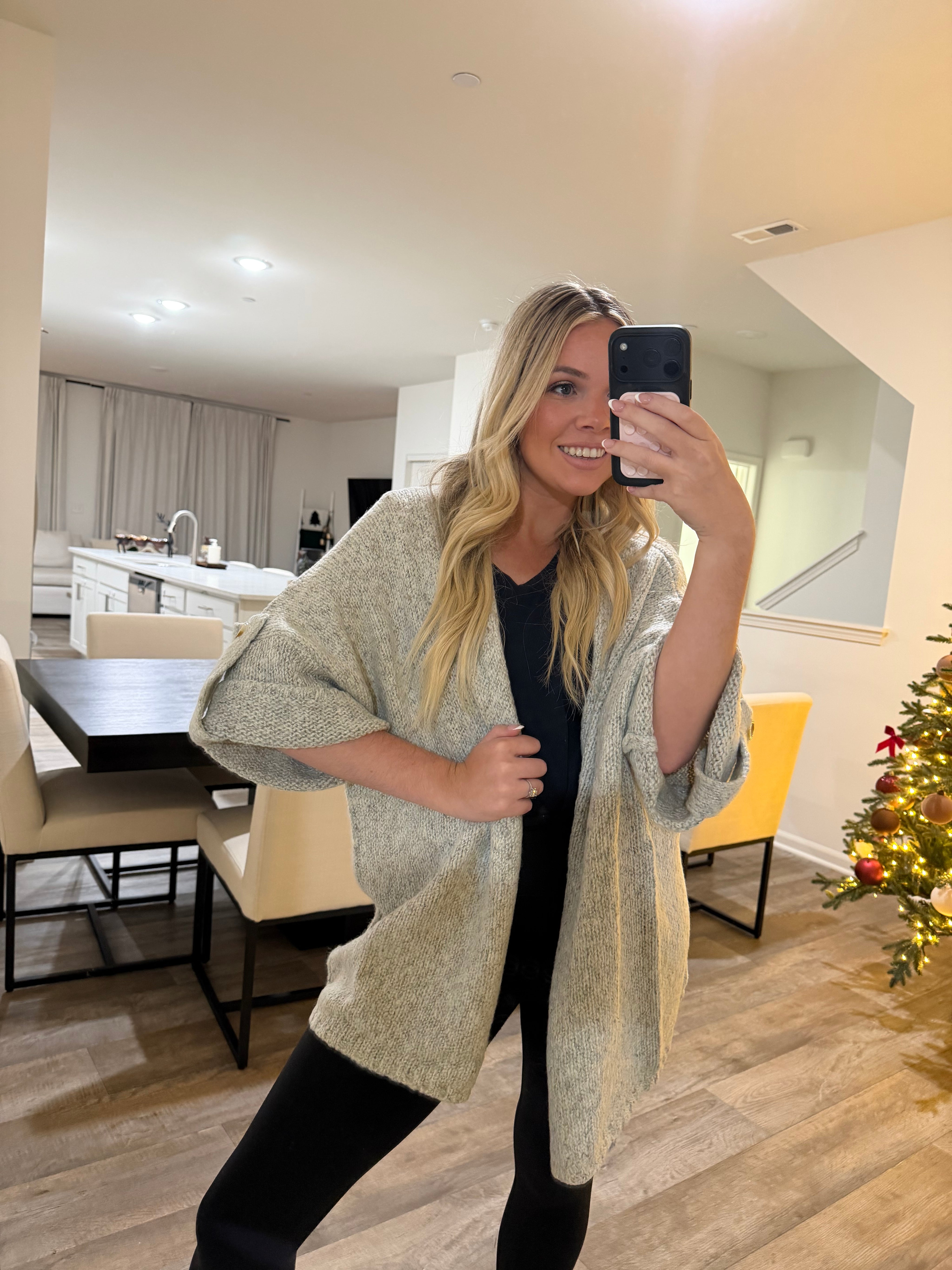 Robin Open Front Cardigan - Lt Heather Gray