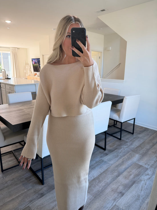Paige Knit Two Piece Set - Cream