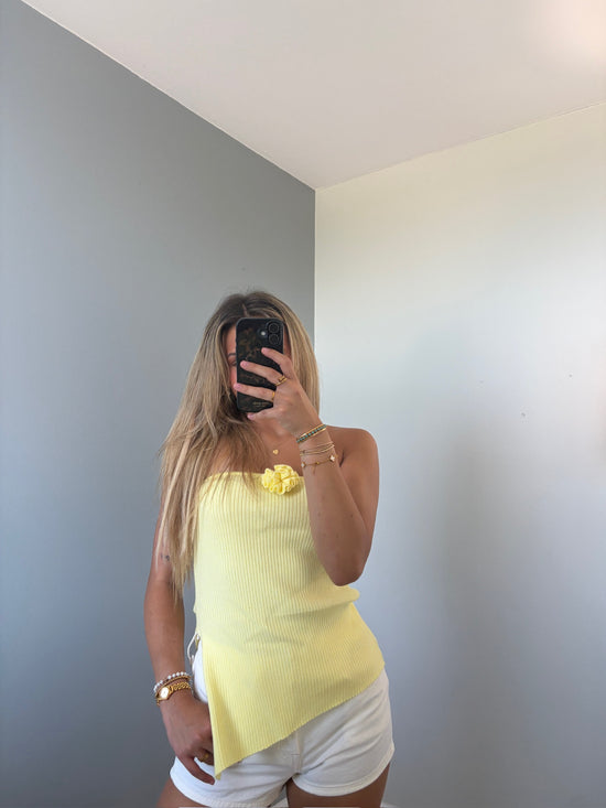 Odell Yellow Floral Strapless Top