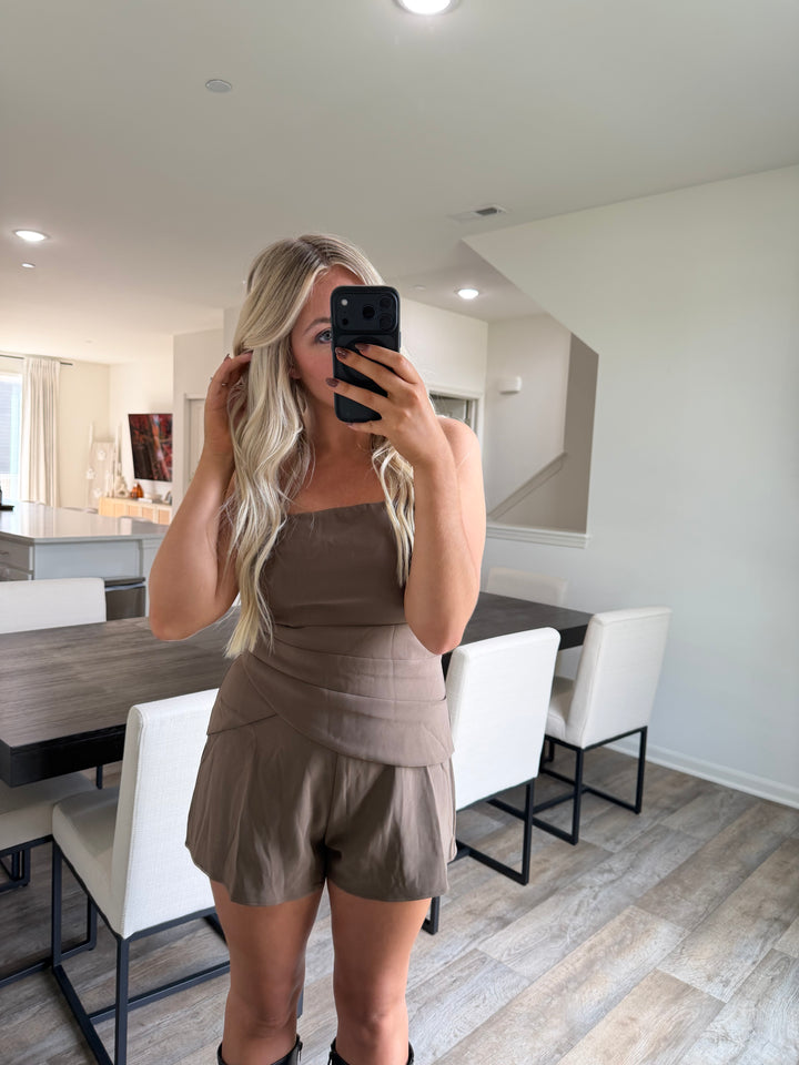 Scarlett Tube Romper - Taupe