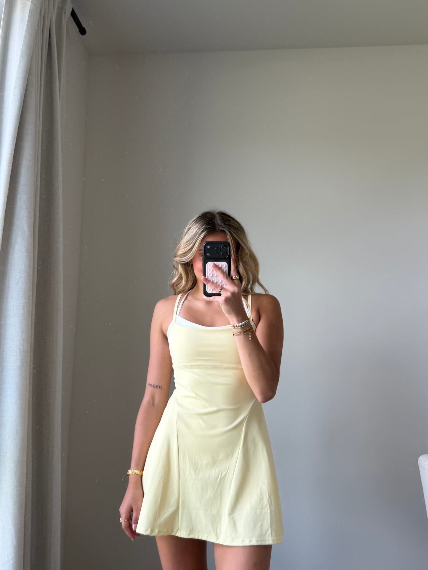Mari Double Layered Active Dress - Yellow (Final Sale)