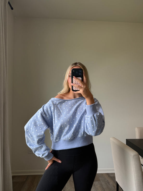 Skye Polka Dot Off Shoulder - Lt Blue