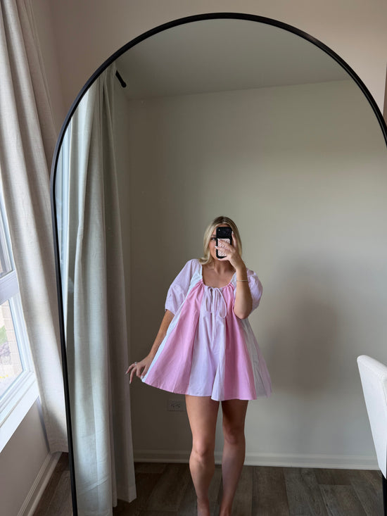 Gillian Striped Romper - Mixed Pinks