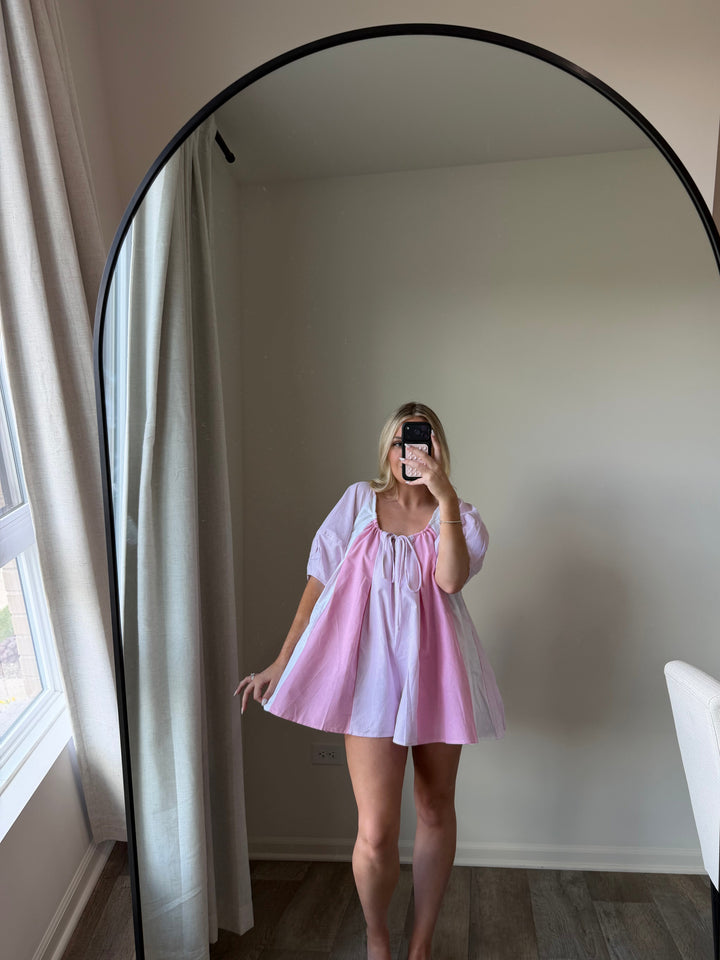 Gillian Striped Romper - Mixed Pinks