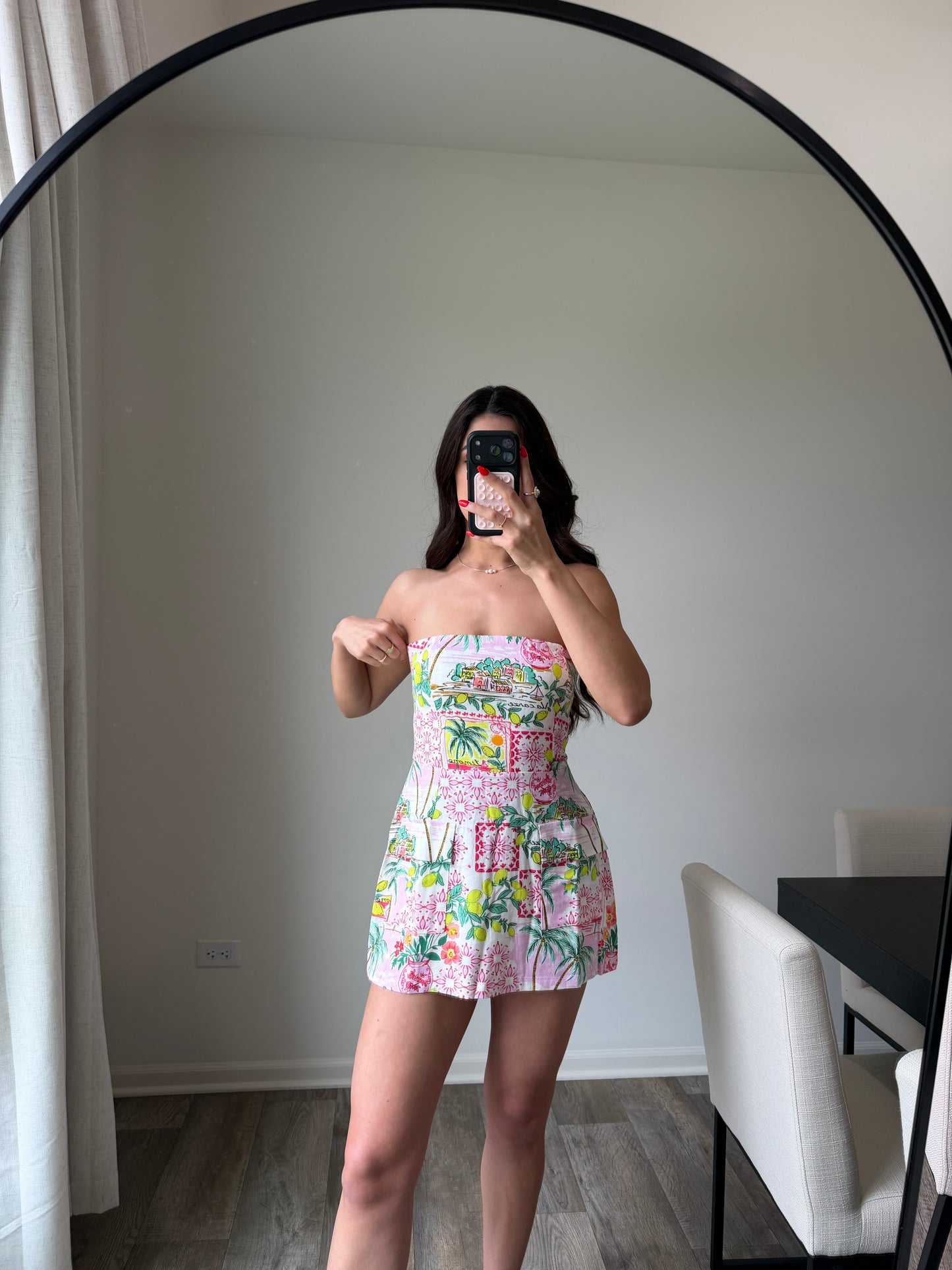 Lani Tropical Pocket Tube Mini Dress - Pink/Green