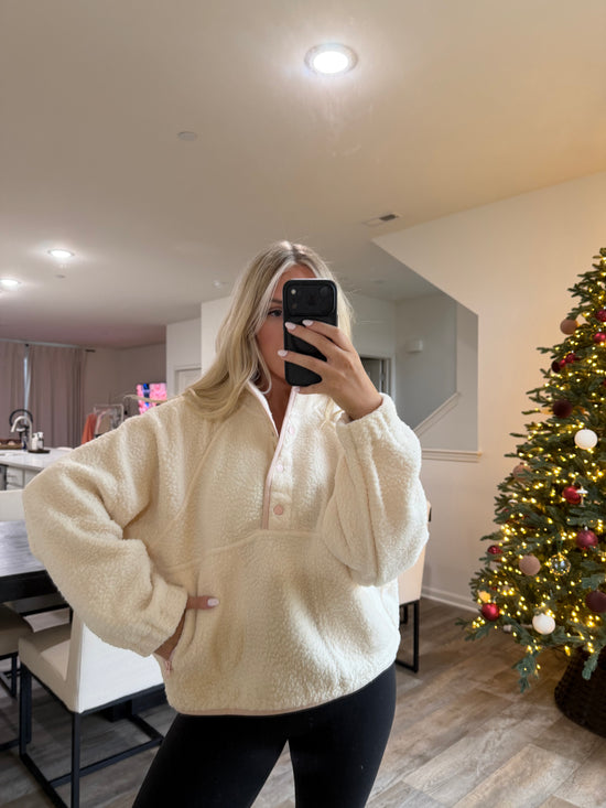 Halle fleece - Ivory/Pink