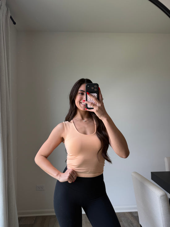 Aubrie Double Layered Tank - Soft Peach final sale*