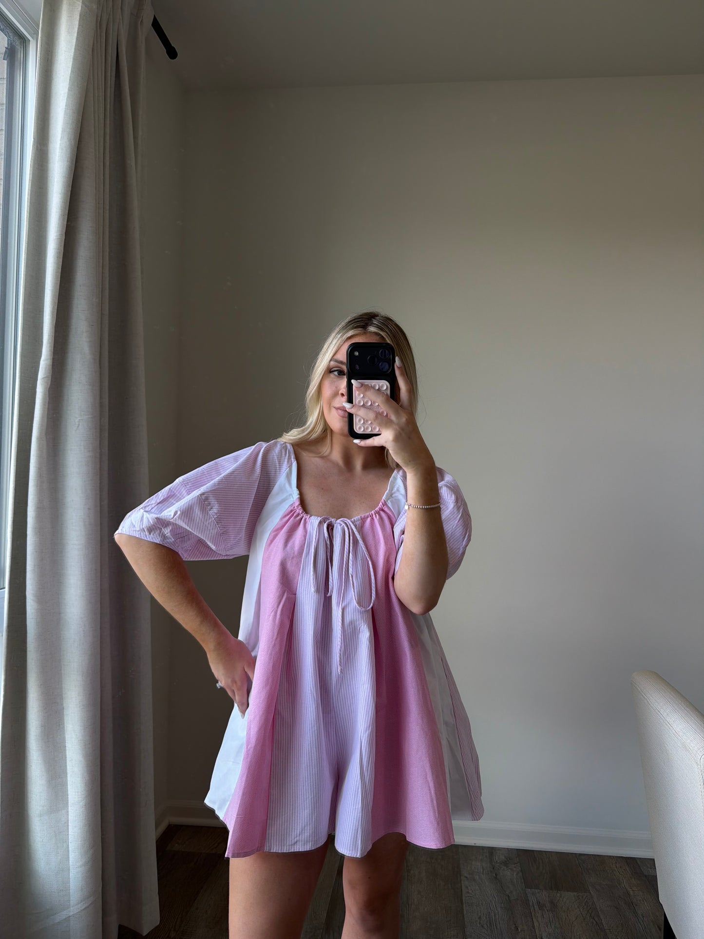 Gillian Striped Romper - Mixed Pinks