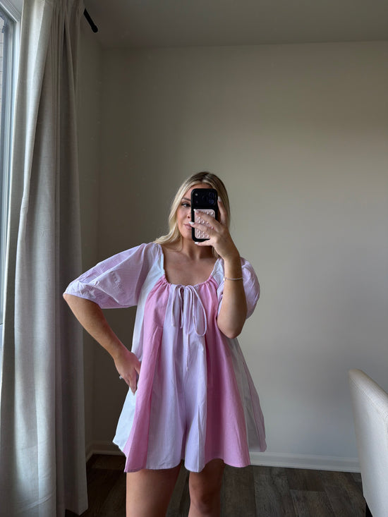 Gillian Striped Romper - Mixed Pinks