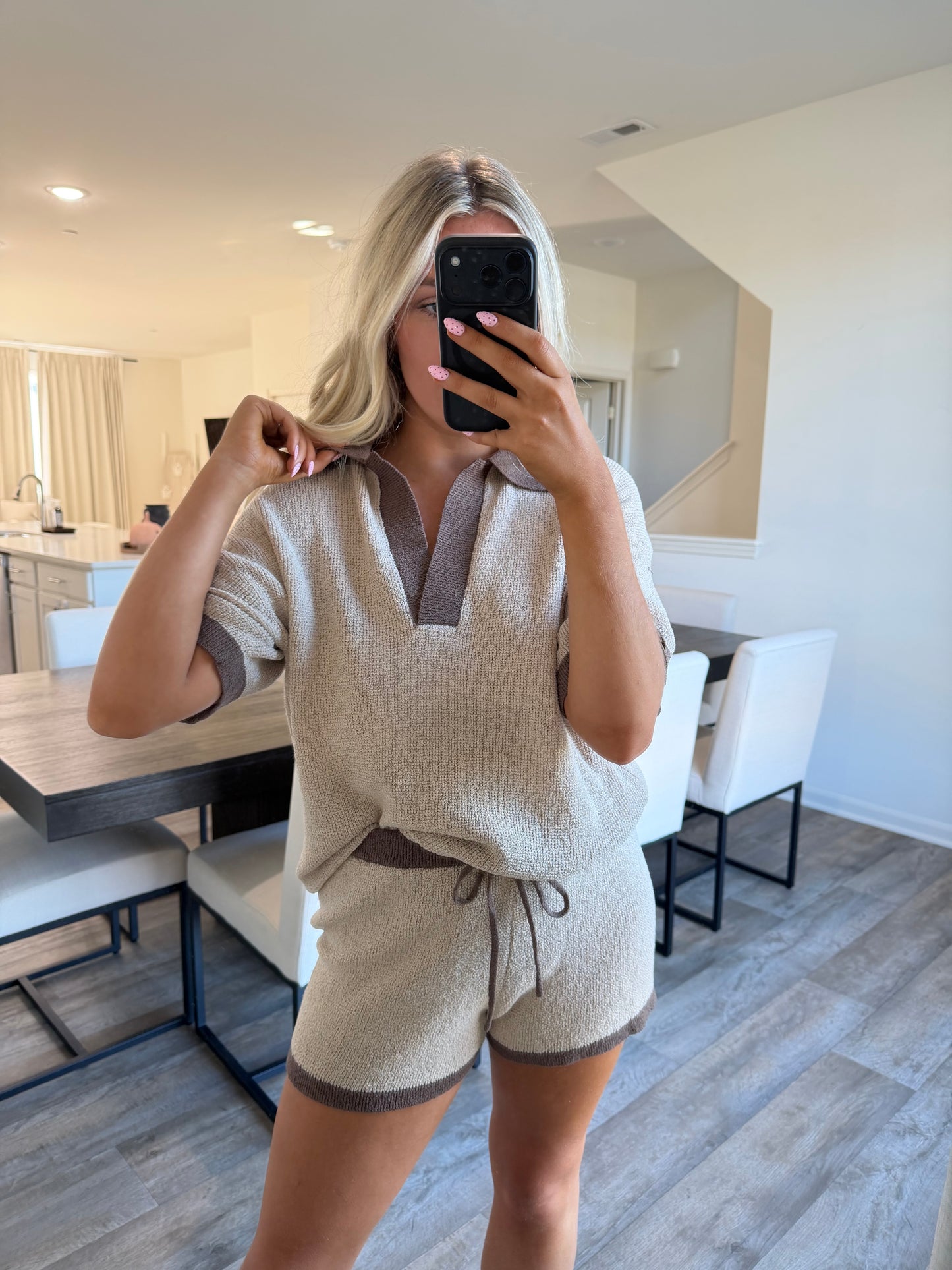Lacie Knit Contrast Set - Oatmeal