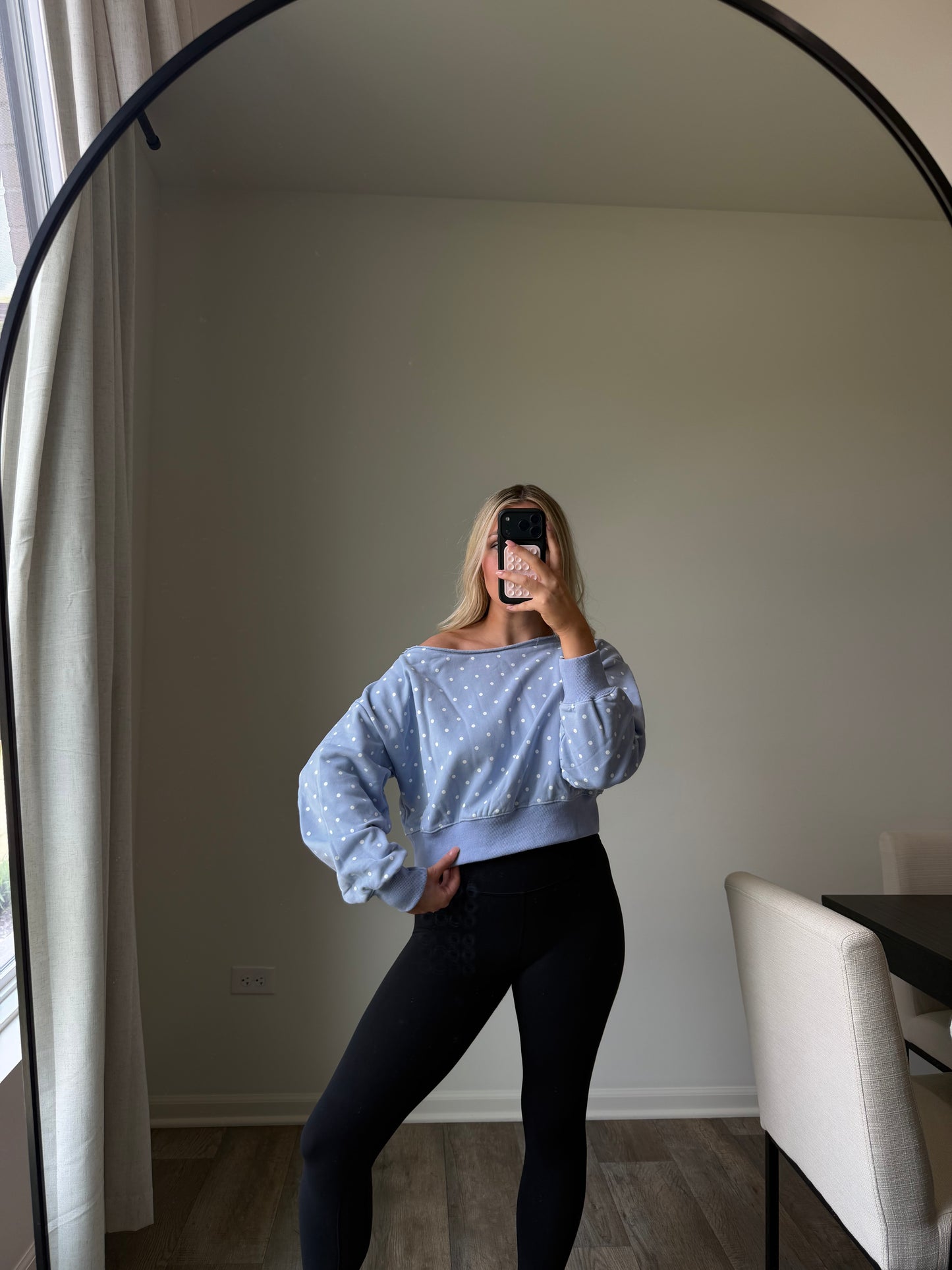 Skye Polka Dot Off Shoulder - Lt Blue