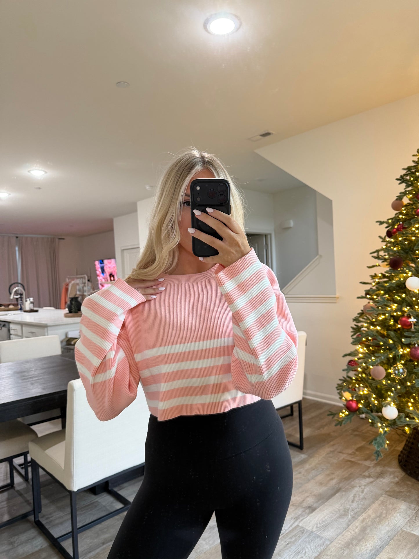 Harper Striped Sweater - Coral Pink