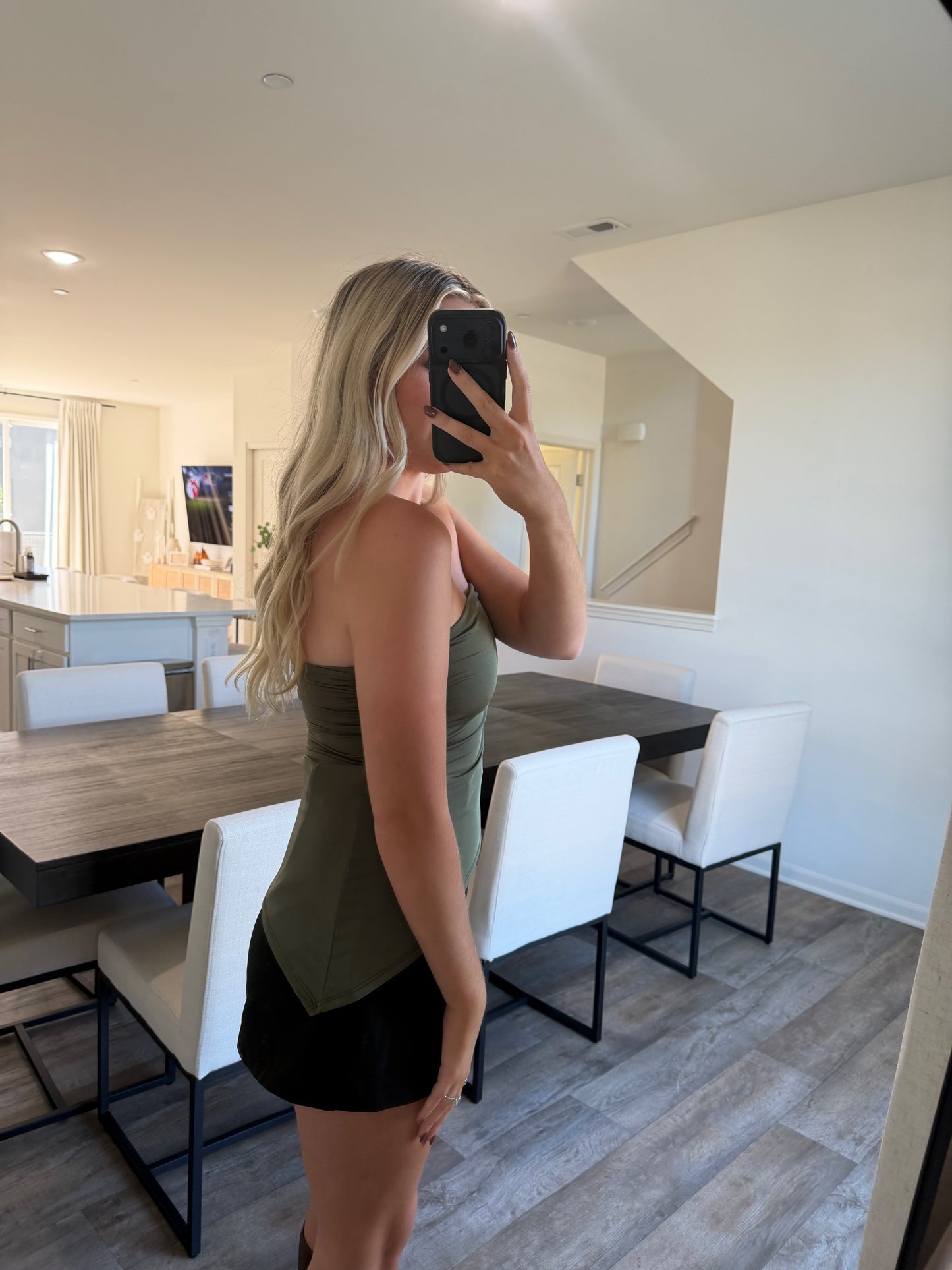 Jenny Asymmetrical Tube Top - Olive