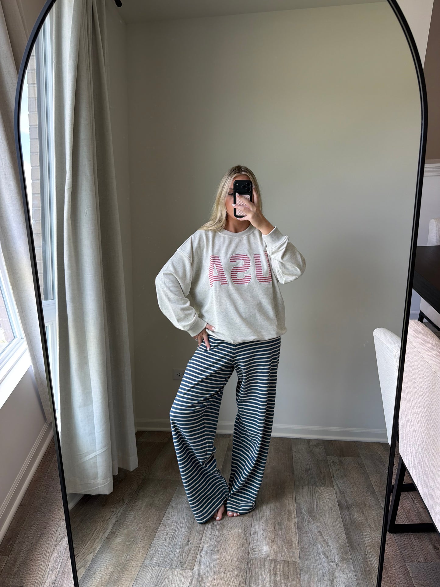 USA crewneck sweater - LT Gray