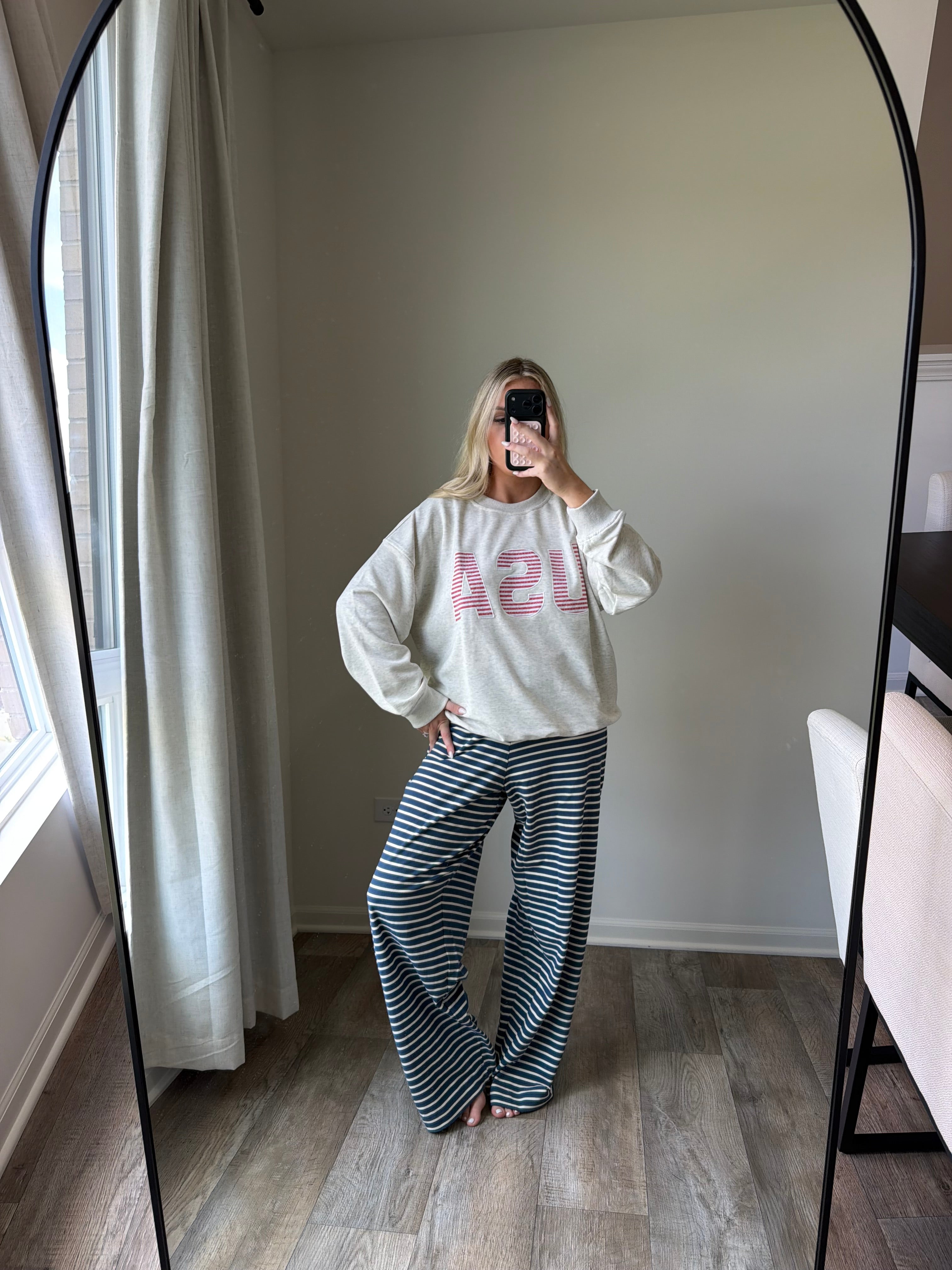 USA crewneck sweater - LT Gray