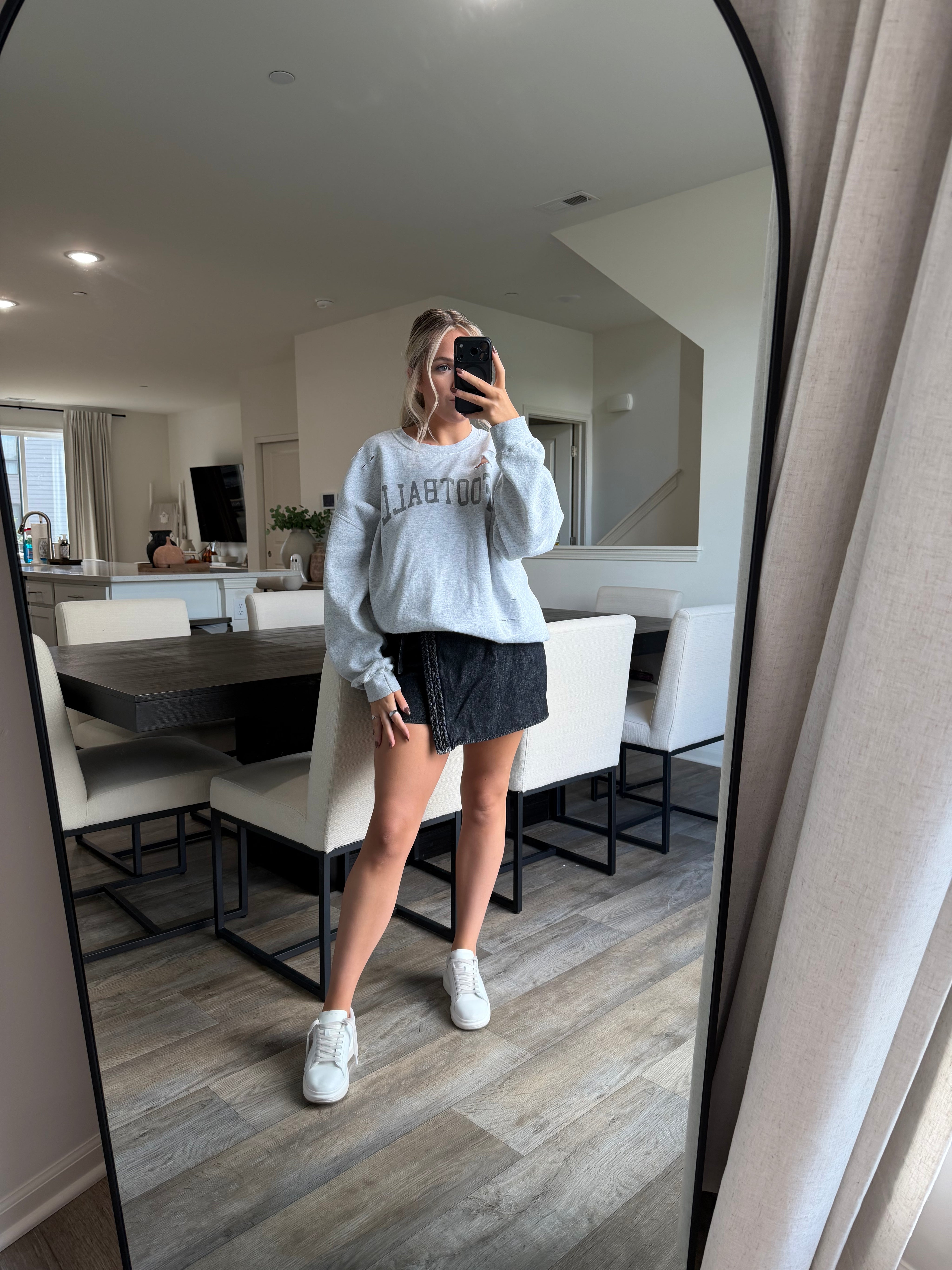 Diane Wrap Braided Denim Skort - Charcoal