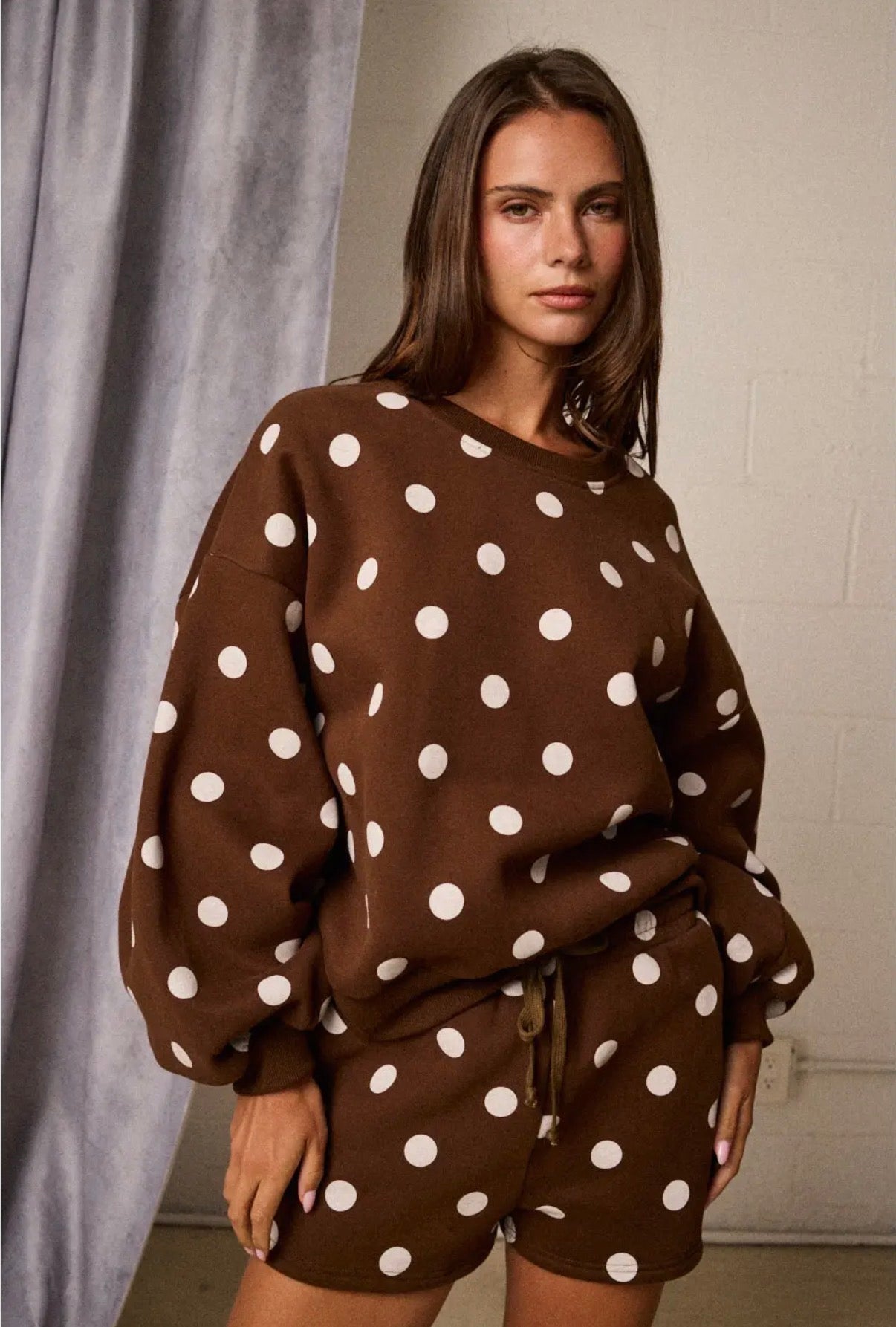 Rylee Polka Dot Matching Set - Brown