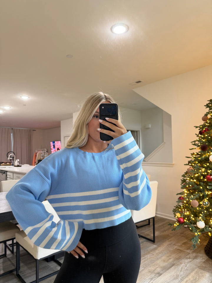Harper Striped Sweater - Light Blue