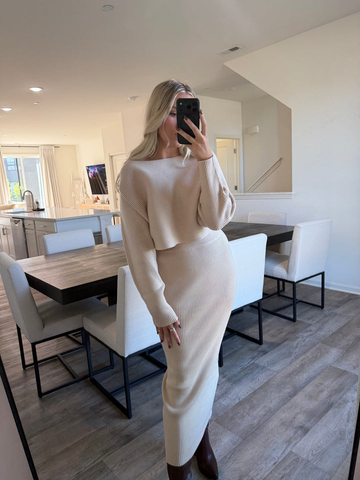 Paige Knit Two Piece Set - Cream