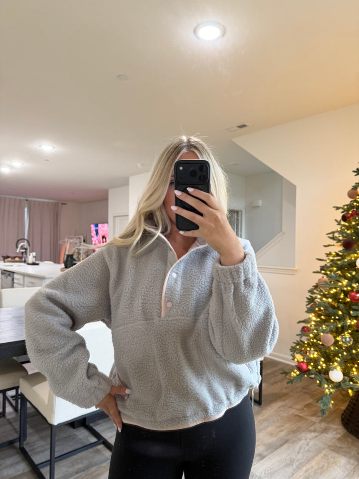 Pre Order - Halle fleece - Gray/Pink