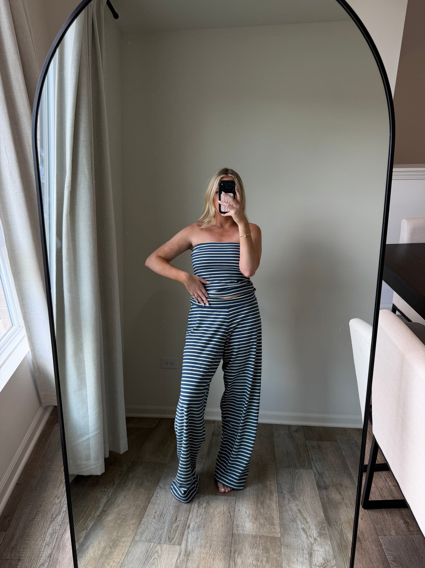 Ang Striped Matching Set - Navy