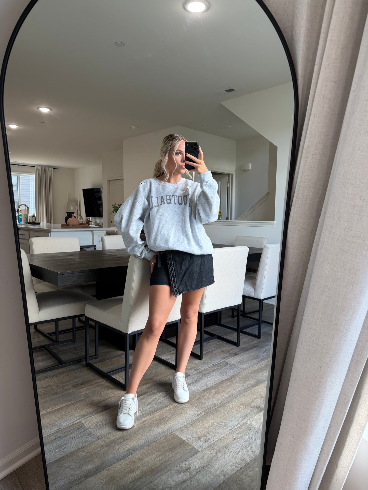 Diane Wrap Braided Denim Skort - Charcoal